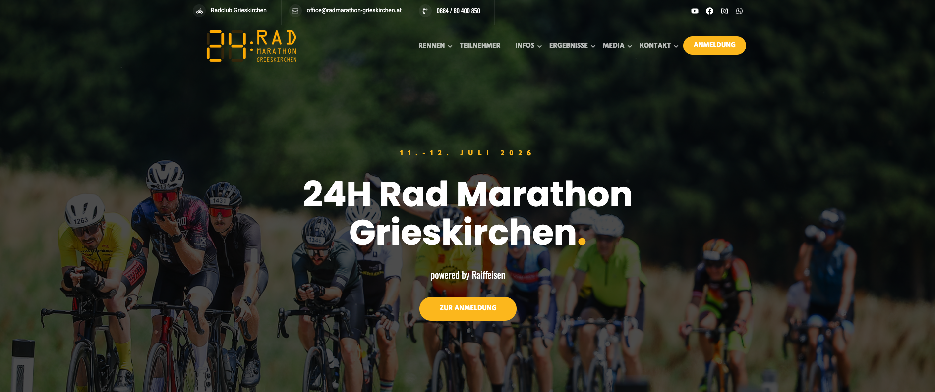 Screenshot der Website 24h Radmarathon Grieskirchen